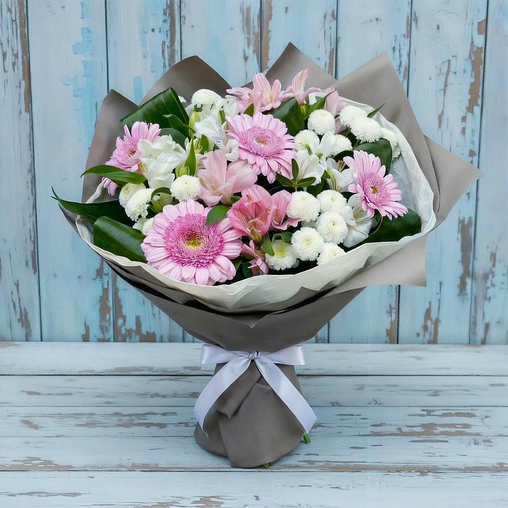 Букет цветов из: Герберы, Альстромерии и Хризантемы в Сланцах