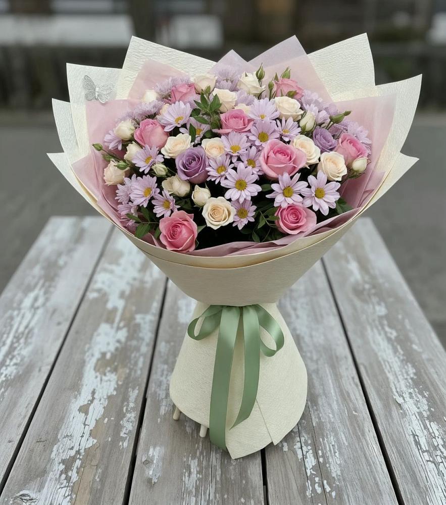 Букет цветов из: Розы и Хризантемы в Сланцах
